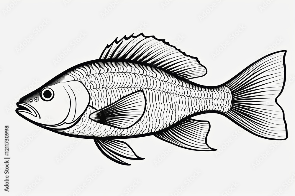 Obraz premium a drawing of a fish with a long tail and a large eye