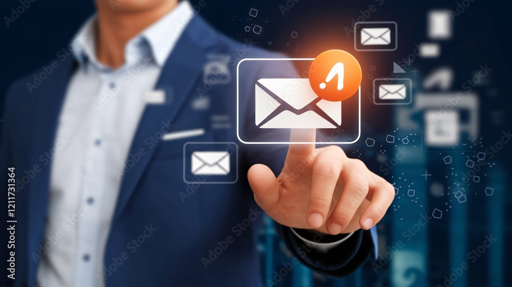 Businessperson Accessing Important Email Notification on Digital Interface