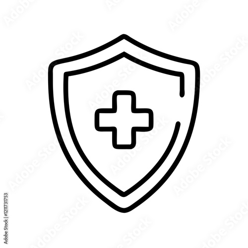 Medical shield icon on transparent background, concept of medicine
