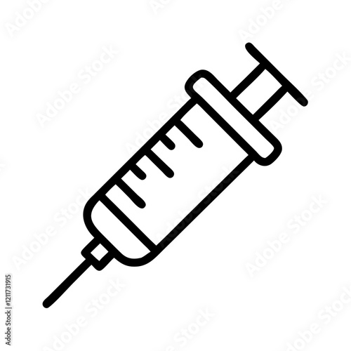 Syringe icon on transparent background, concept of medicine