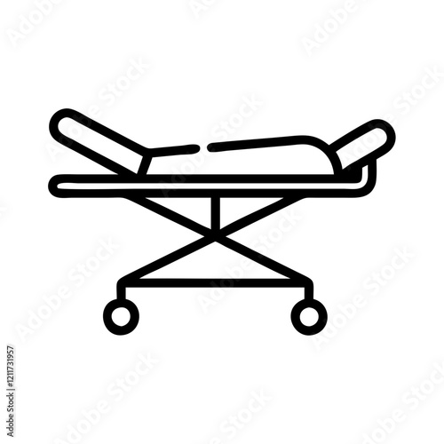 Medical stretcher icon in minimalist style on transparent background, medical concept
