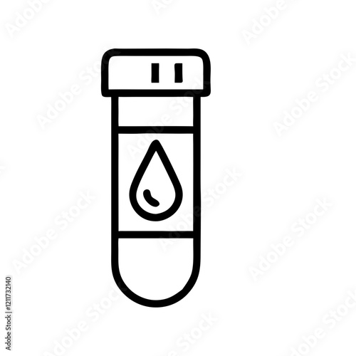 Blood test tube icon on transparent background, medical concept