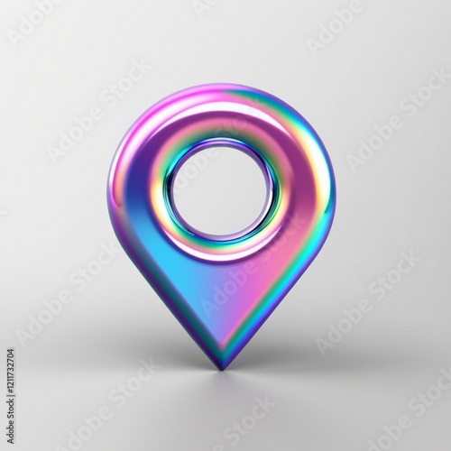 3D glossy holographic location pin icon