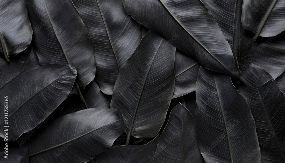 Obraz premium Dark Tropical Leaves Texture Background Pattern