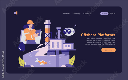 Oil and Gas Energy. Flat Vector Illustration