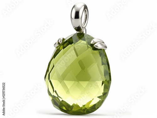 pendant with olivine gemstone, peridot, chrysolite jewelry, green mineral crystals of forsterite, dunite