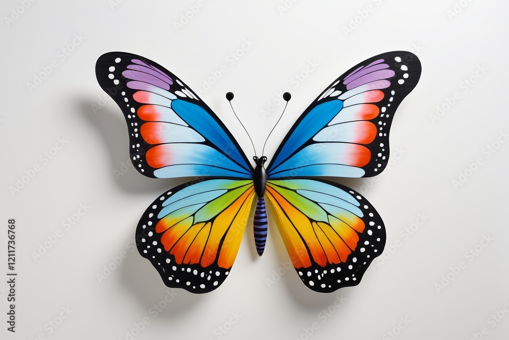 Obraz premium brightly colored butterfly on white wall with white background