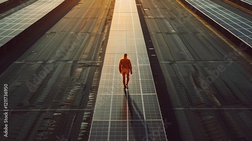 Workers at Solar Park stroll among the rows of Solr PNLs. photo