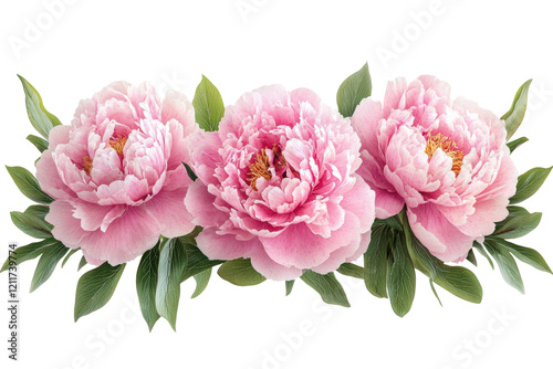 Fototapeta Naklejka Na Ścianę i Meble -  Pink peonies blooming beautifully in a floral arrangement showcasing their vibrant colors isolated on transparent background