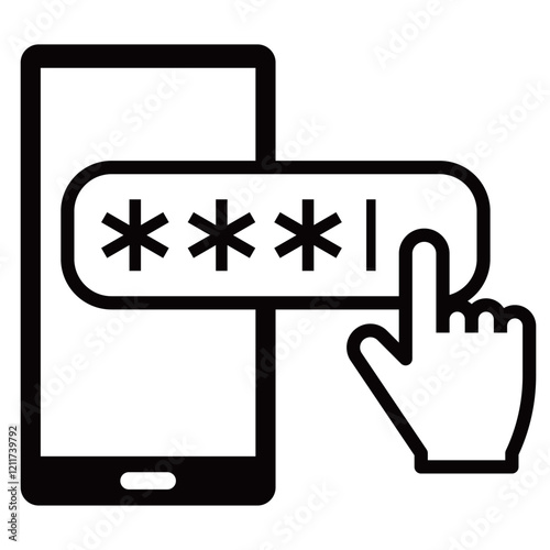 スマートフォンに暗証番号を入れるイラスト
