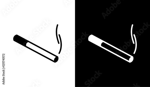 cigarette with smoke vector icon