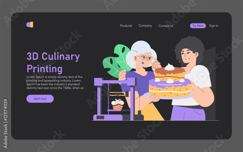 Printing Food. Flat Vector Illustration