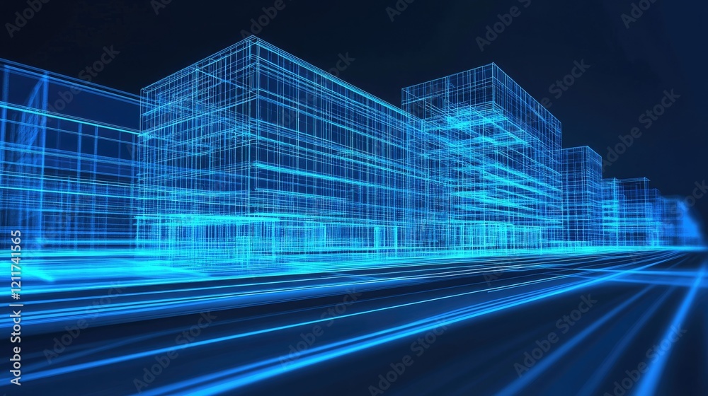 Fototapeta premium Modern architecture development with holographic plans