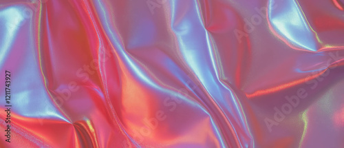 Smooth texture and glossy sheen of silk charmeuse fabric with vibrant colors photo