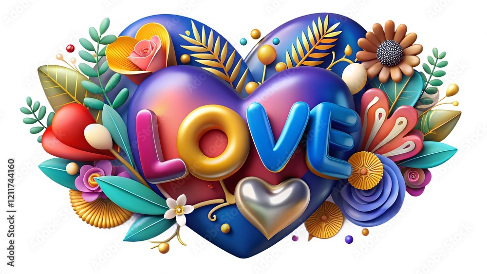 3D design word with Love themed 