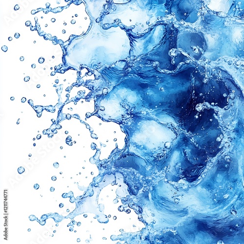 Wallpaper Mural Abstract Blue Water Splash: A Dynamic Composition of Liquid Motion Torontodigital.ca