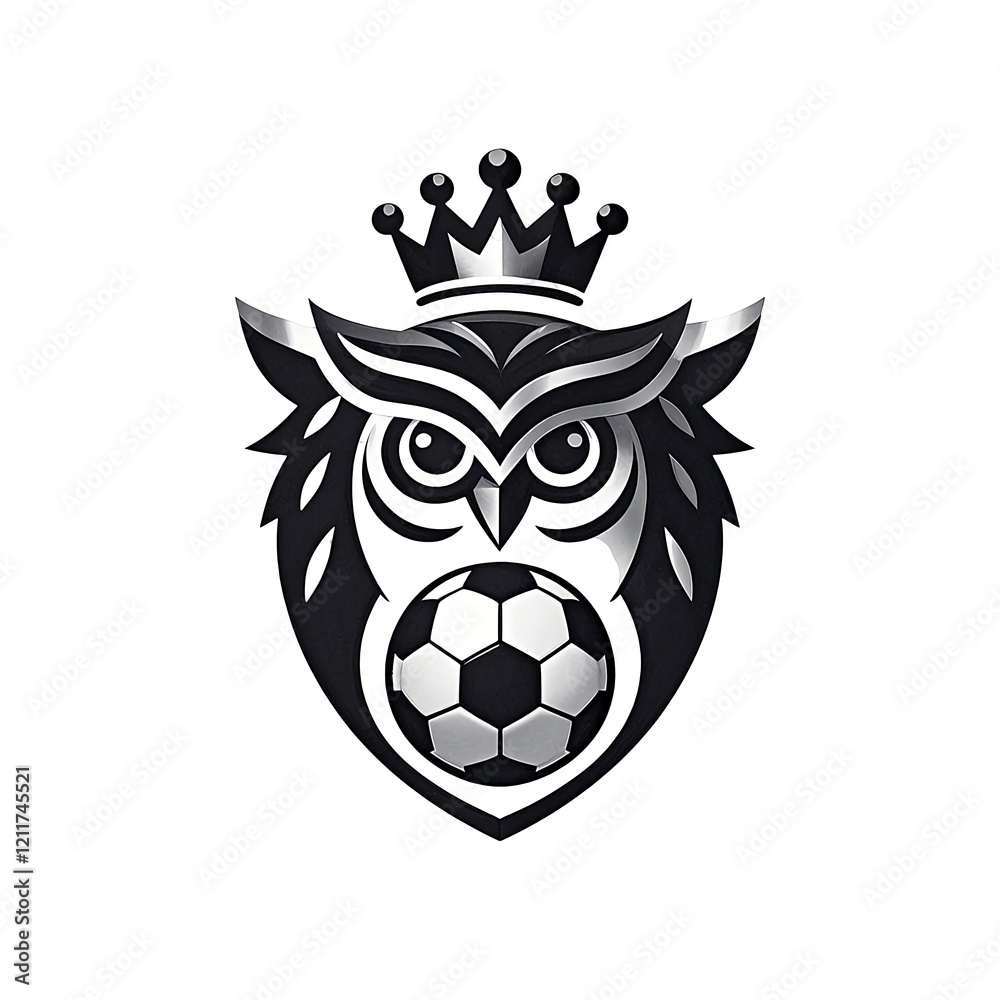 Obraz premium Football Team Emblem with Owl and Ball Design