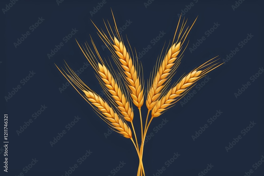 Fototapeta premium there are two stalks of wheat on a dark blue background