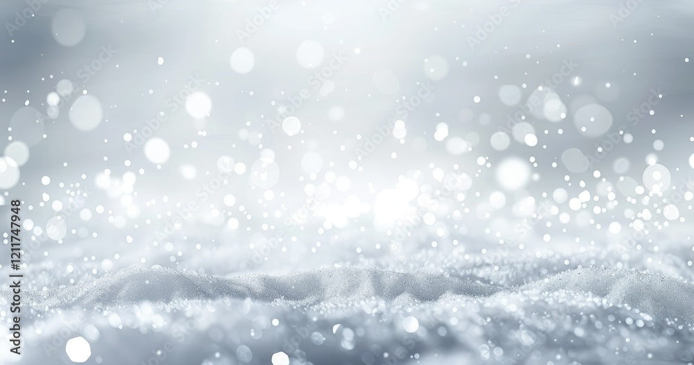 Fototapeta premium A serene winter landscape with soft snow and shimmering light.