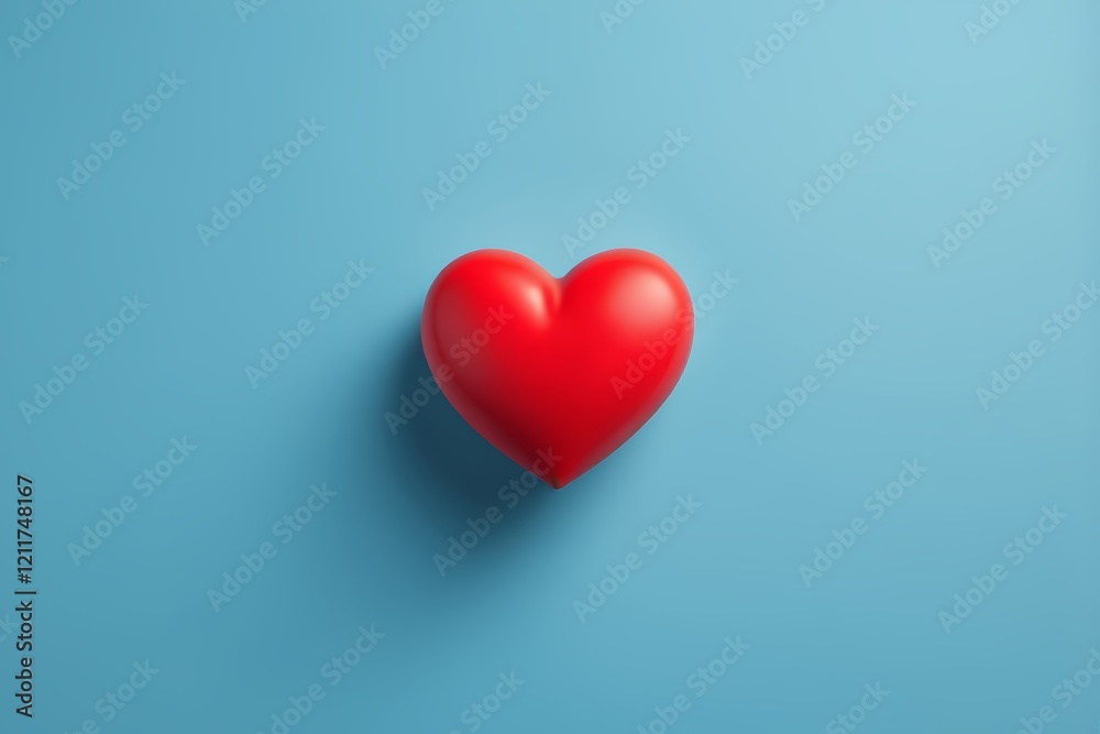 a red heart on a blue background with a shadow a red heart on a blue background with a shadow