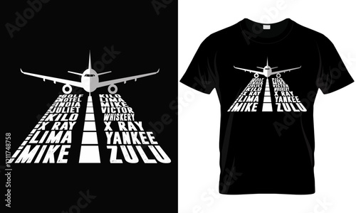 Pilot Airplane T-Shirt Design, Phonetic Alphabet Aircraft Pilot Plane Aviator Airplane T-Shirt