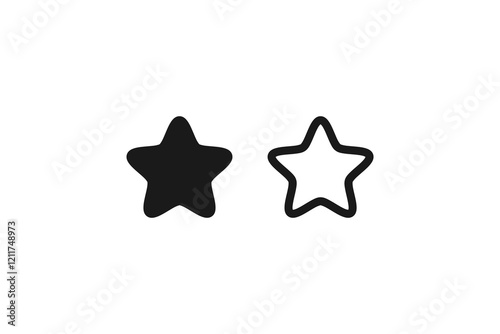 cute fat star icon blunt end line and isolated set