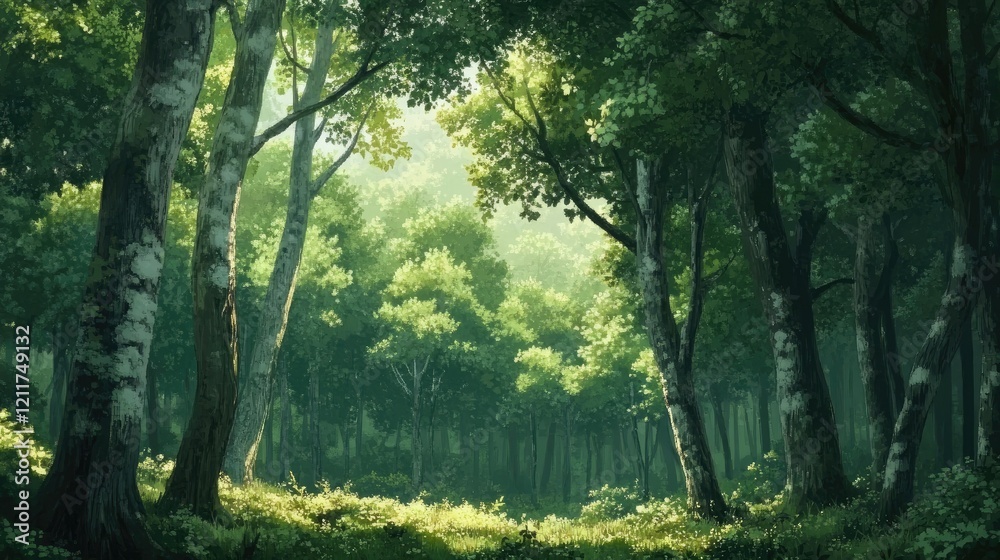 Verdant forests in peaceful ambiance Verdant forests in peaceful ambiance