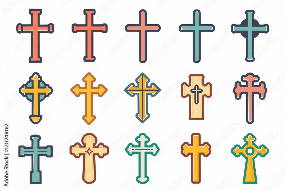 Cross icon, christianity religion symbol, christian sign, cross shape, church emblem, catholicism symbol Cross icon, christianity religion symbol, christian sign, cross shape, church emblem, catholicism symbol