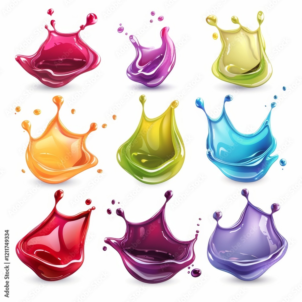 Obraz premium Slime toy icon, mucus symbol, color acrylic paint, cream splash, elastic goop, viscous elastic paste