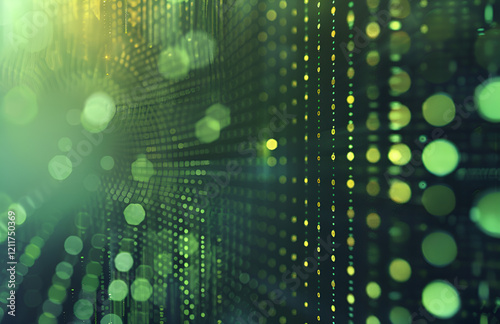 Abstrakcyjna zielona matryca świetlnych kropek – futurystyczne tło technologiczne © Henryk Guziak