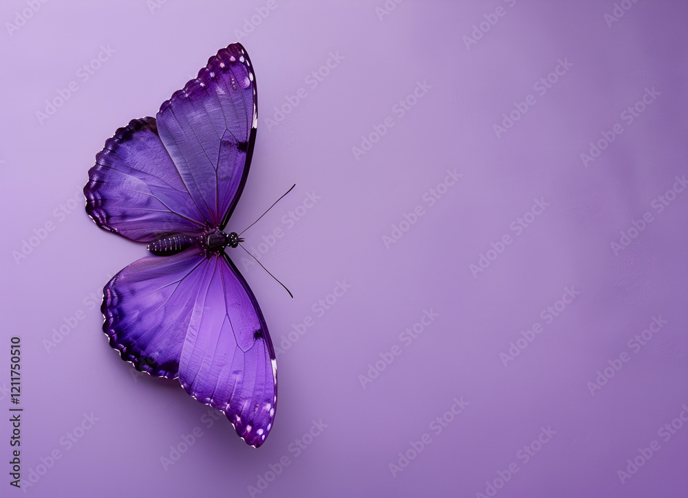 Fototapeta Duży fioletowy motyl na pastelowym tle - piękno natury i delikatność