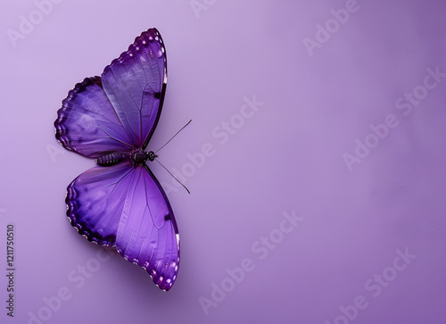Duży fioletowy motyl na pastelowym tle - piękno natury i delikatność
