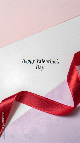 card with red ribbon photo