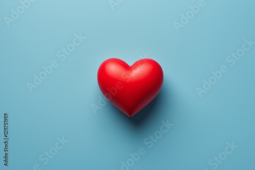 a close up of a red heart on a blue background