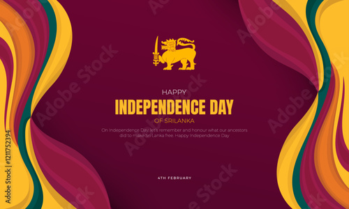 Sri Lanka Independence Day Banner and Greeting Card. Happy Independence Day of Sri Lanka with Text for Poster, Website, and Card Vector Illustration