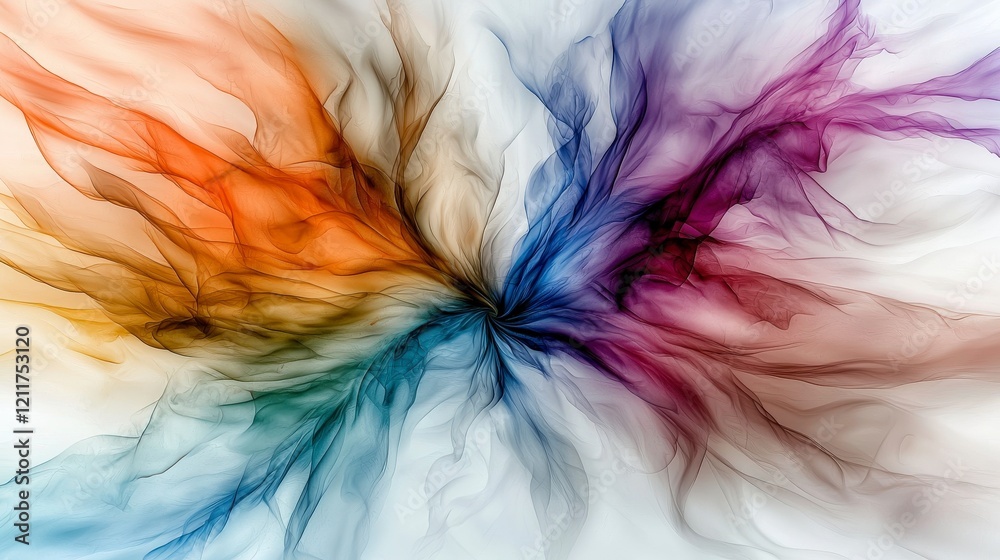 Fototapeta premium Dynamic abstract color trails disrupting muted tones in ethereal artistic composition digital environment vibrant viewpoint
