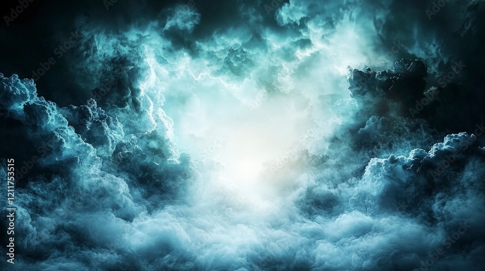 Fototapeta premium Dynamic glowing frames of abstract mists dissolving in ethereal clouds nature digital art atmospheric aerial perspective