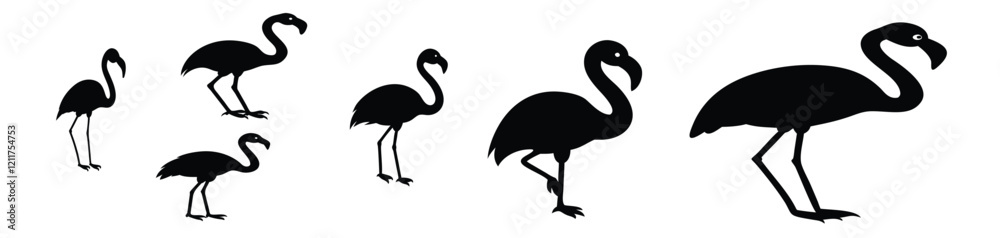 A group of flamingo-bird-silhouette illustration A group of flamingo-bird-silhouette illustration
