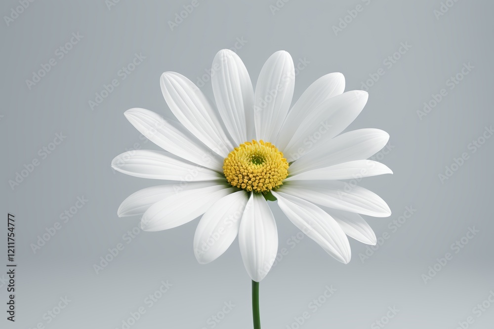 there is a white flower with a yellow center on a gray background