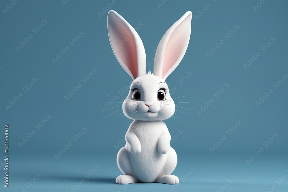 Fototapeta premium arafed white rabbit with big ears sitting on a blue surface