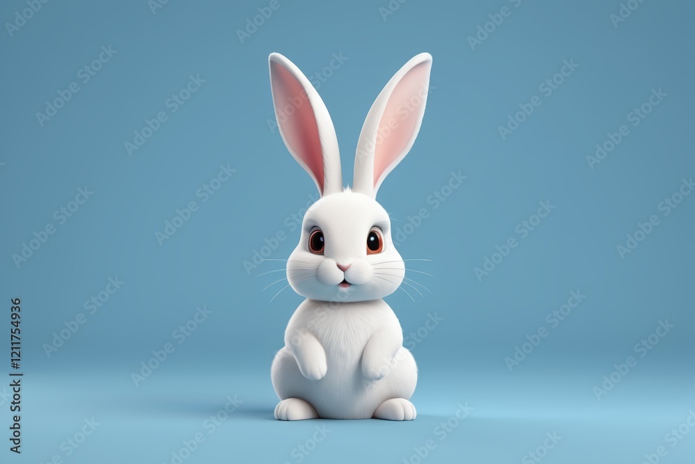 Obraz premium a close up of a white rabbit sitting on a blue surface