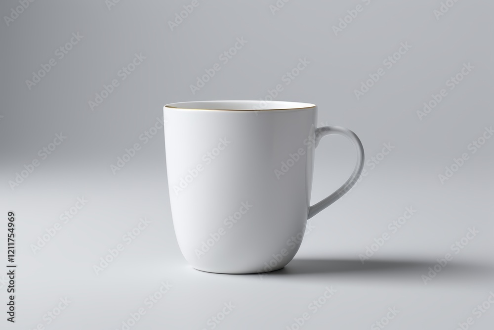 there is a white coffee cup with a gold rim on a gray background there is a white coffee cup with a gold rim on a gray background
