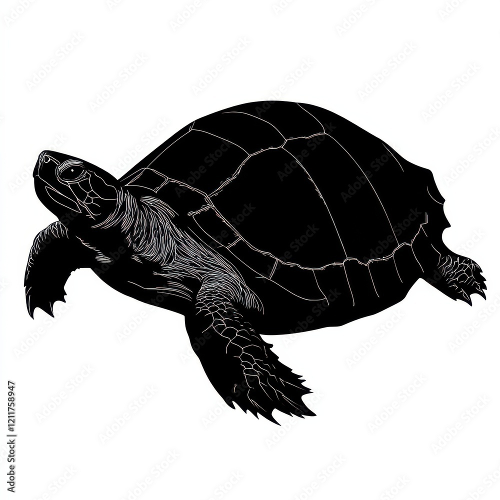 Fototapeta premium Silhouette of a turtle, elegant and dark.
