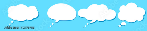 A collection of thought bubbles, including empty thought clouds, perfect for adding text or creative thinking elements. Vector illustration.