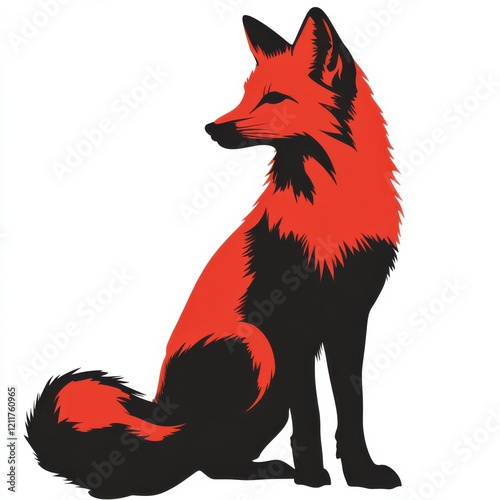 Fiery fox in bold red and black photo