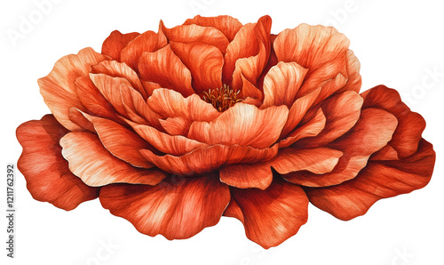 Fototapeta Naklejka Na Ścianę i Meble -  Orange peony blossom, close-up, dark background, floral art, design