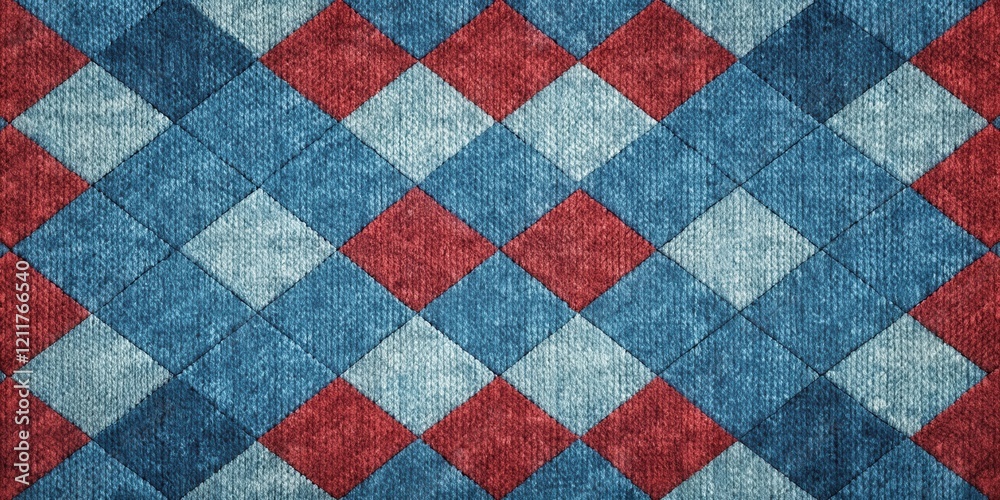 A Textured Diamond Pattern in Shades of Blue and Red for Design Projects A Textured Diamond Pattern in Shades of Blue and Red for Design Projects