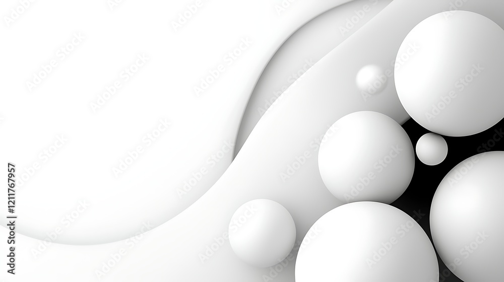 Abstract White and Grey Spheres on a Smooth Wavy Background Abstract White and Grey Spheres on a Smooth Wavy Background