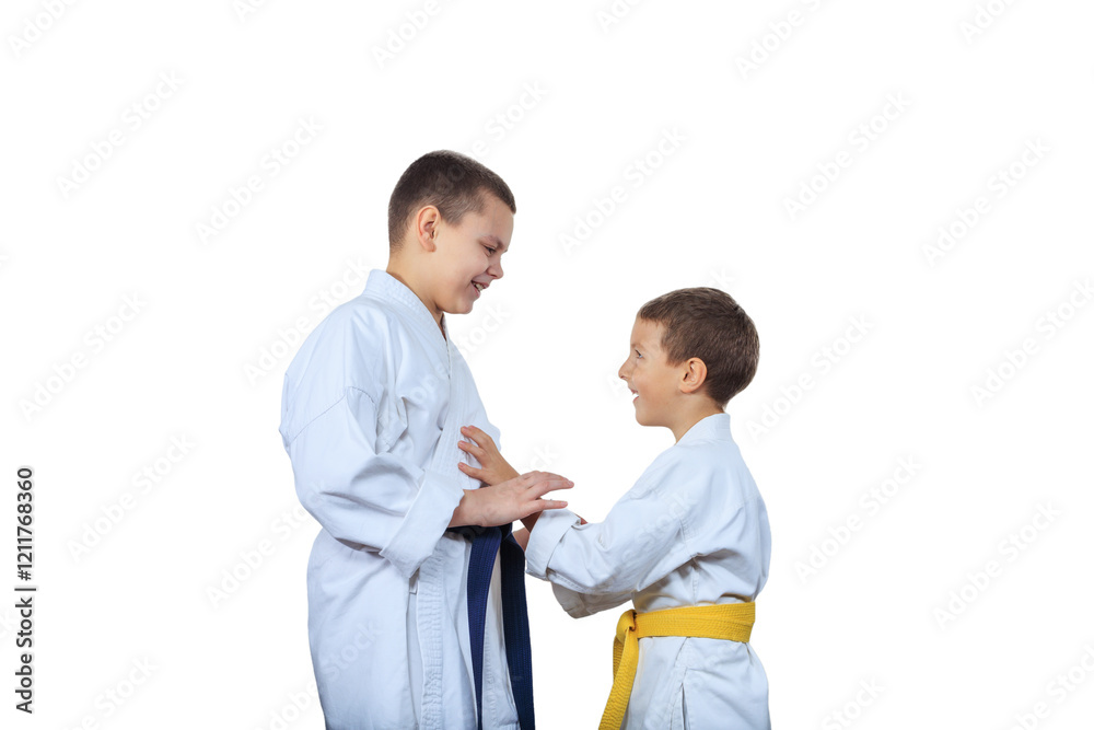 Two cheerful sportsmen on white isolated background Two cheerful sportsmen on white isolated background
