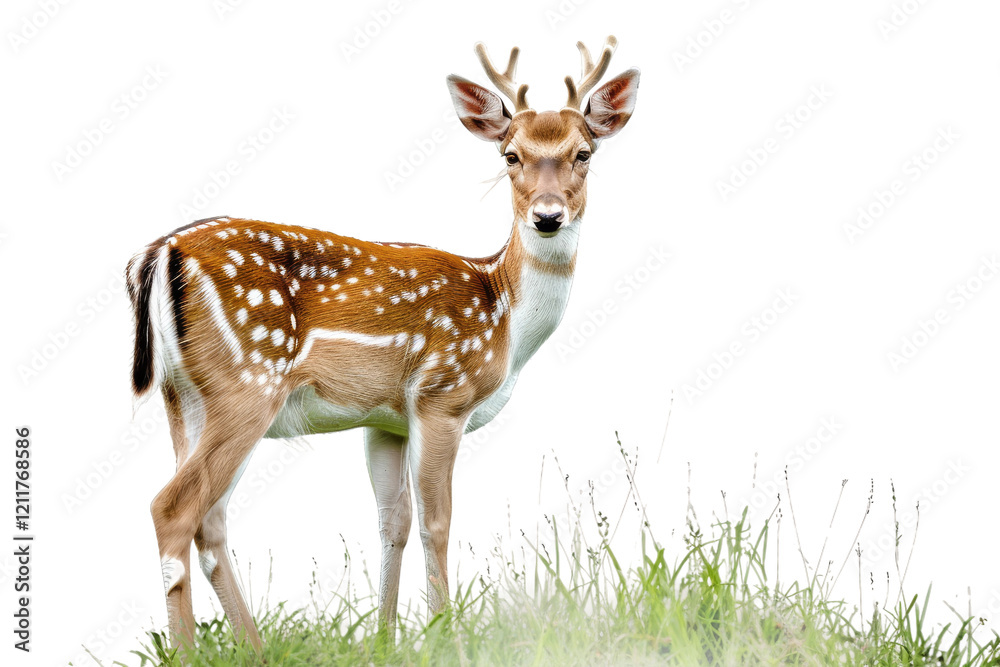 Graceful deer standing on grass isolated on transparent background. Graceful deer standing on grass isolated on transparent background.